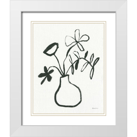 Floral Sketch I White Modern Wood Framed Art Print with Double Matting by Munger, Pamela