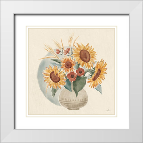 Sunflower Season IV White Modern Wood Framed Art Print with Double Matting by Penner, Janelle