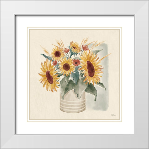 Sunflower Season V White Modern Wood Framed Art Print with Double Matting by Penner, Janelle