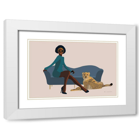 Wild Lounge III White Modern Wood Framed Art Print with Double Matting by Escalante, Omar