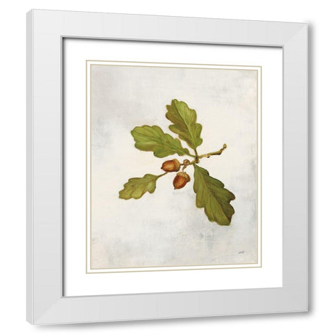 Oak Branch Crop White Modern Wood Framed Art Print with Double Matting by Purinton, Julia
