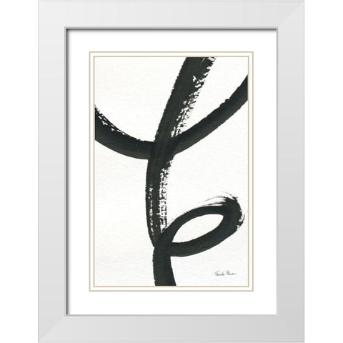 Inky III White Modern Wood Framed Art Print with Double Matting by Zaman, Farida