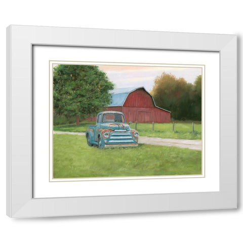 Vintage Truck White Modern Wood Framed Art Print with Double Matting by Wiens, James