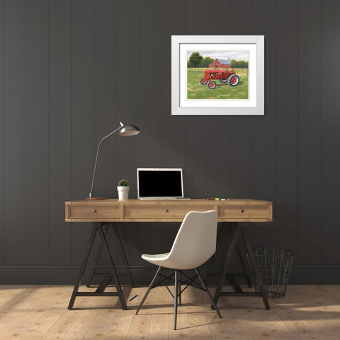 Vintage Tractor White Modern Wood Framed Art Print with Double Matting by Wiens, James