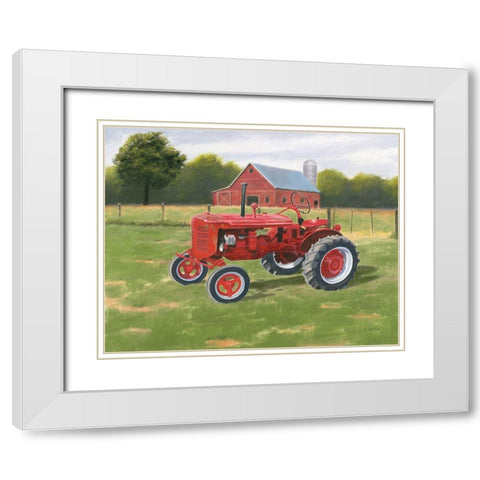 Vintage Tractor White Modern Wood Framed Art Print with Double Matting by Wiens, James