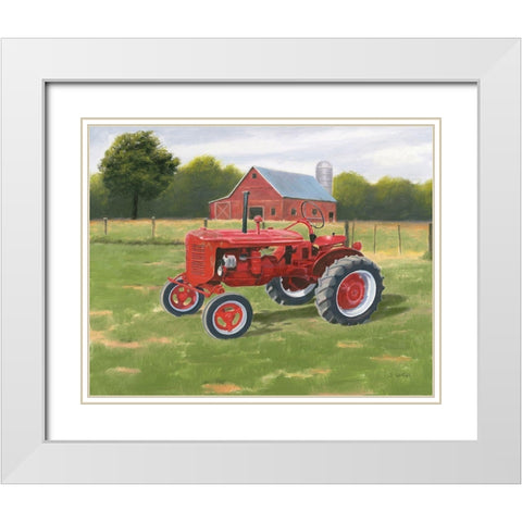 Vintage Tractor White Modern Wood Framed Art Print with Double Matting by Wiens, James