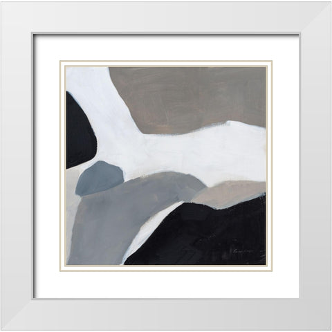 Faze White Modern Wood Framed Art Print with Double Matting by Munger, Pamela