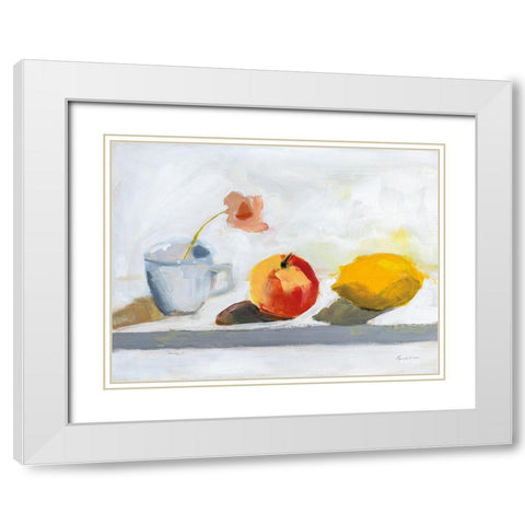Lemon Apple Cup White Modern Wood Framed Art Print with Double Matting by Munger, Pamela