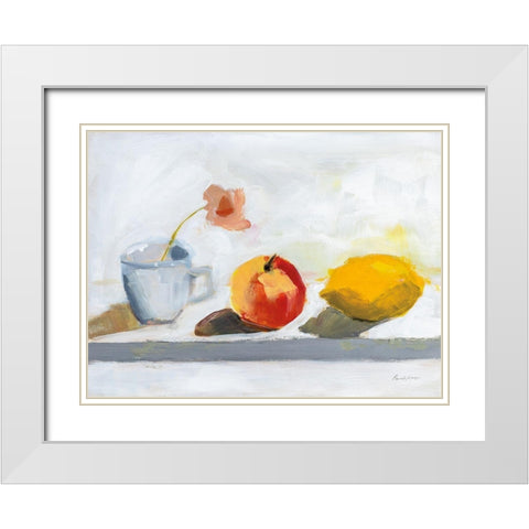 Lemon Apple Cup White Modern Wood Framed Art Print with Double Matting by Munger, Pamela