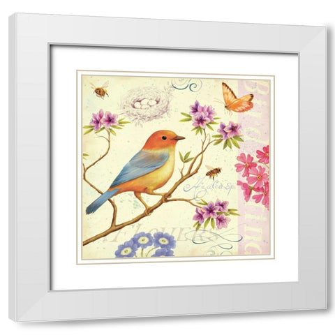 Birds and Bees II White Modern Wood Framed Art Print with Double Matting by Brissonnet, Daphne