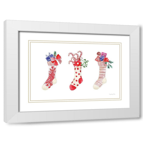 Decked Out Stockings White Modern Wood Framed Art Print with Double Matting by Charro, Mercedes Lopez