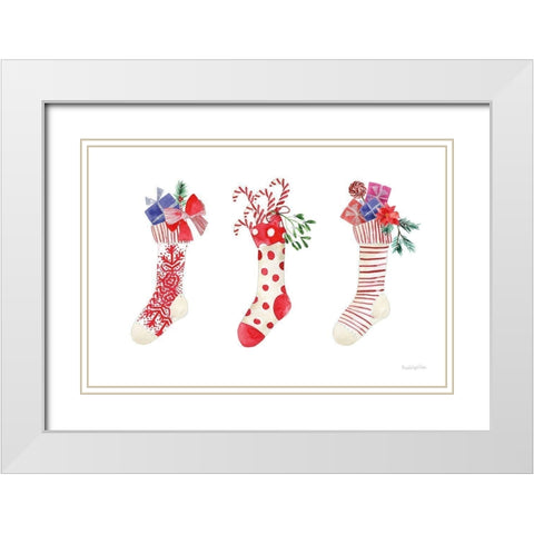Decked Out Stockings White Modern Wood Framed Art Print with Double Matting by Charro, Mercedes Lopez