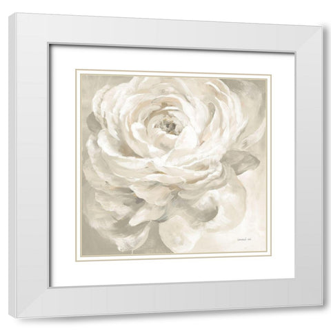 White Rose Gray White Modern Wood Framed Art Print with Double Matting by Nai, Danhui