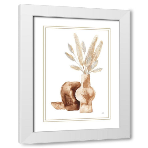 Earthy Vase Gray Bunny Tail White Modern Wood Framed Art Print with Double Matting by Paschke, Chris