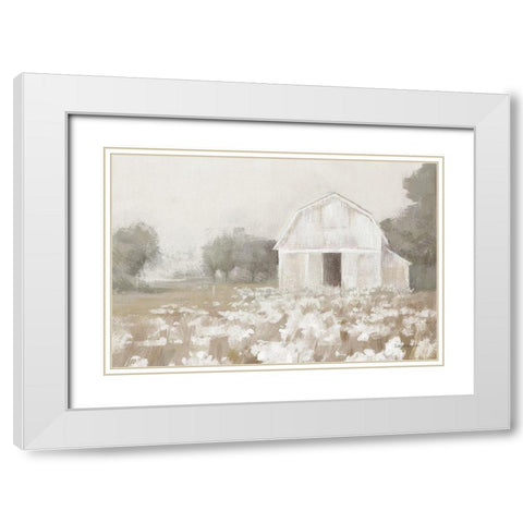 White Barn Meadow Neutral Crop White Modern Wood Framed Art Print with Double Matting by Nai, Danhui