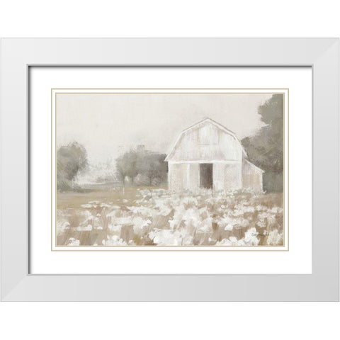 White Barn Meadow Neutral Crop White Modern Wood Framed Art Print with Double Matting by Nai, Danhui