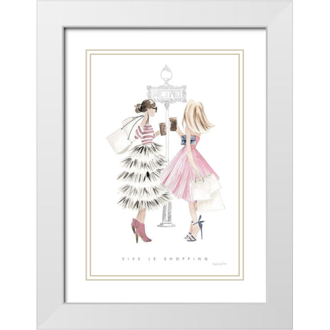 Paris Girlfriends II Pastel White Modern Wood Framed Art Print with Double Matting by Charro, Mercedes Lopez