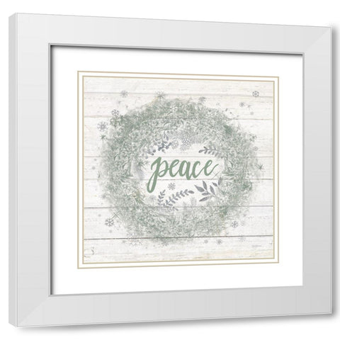 Frosty Peace Sage Silver White Modern Wood Framed Art Print with Double Matting by Urban, Mary