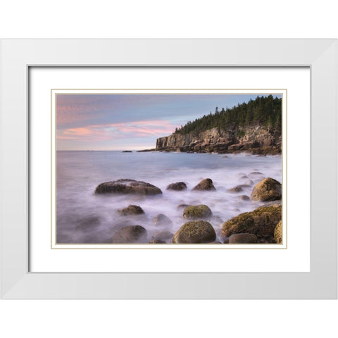 Cobblestone Beach White Modern Wood Framed Art Print with Double Matting by Majchrowicz, Alan