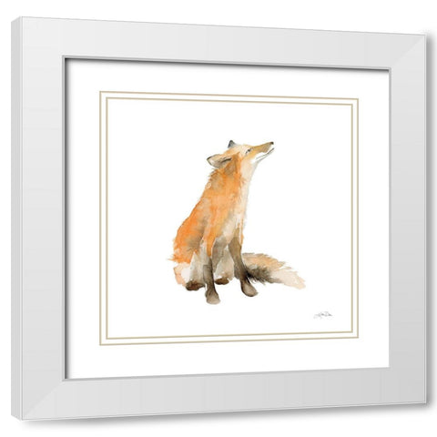 Dreaming Fox on White White Modern Wood Framed Art Print with Double Matting by Pete, Katrina