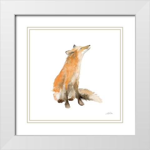 Dreaming Fox on White White Modern Wood Framed Art Print with Double Matting by Pete, Katrina