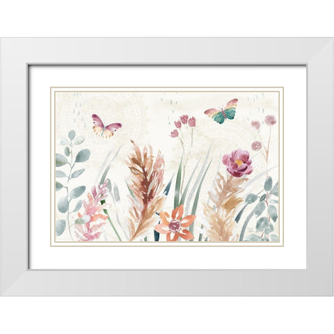 Boho Garden I White Modern Wood Framed Art Print with Double Matting by June, Dina
