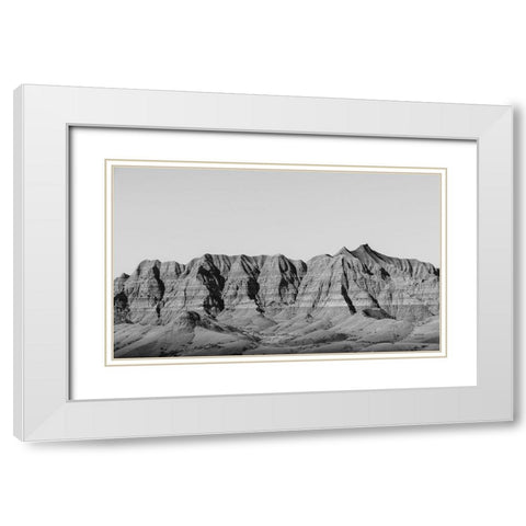 Badlands BW White Modern Wood Framed Art Print with Double Matting by Larson, Nathan