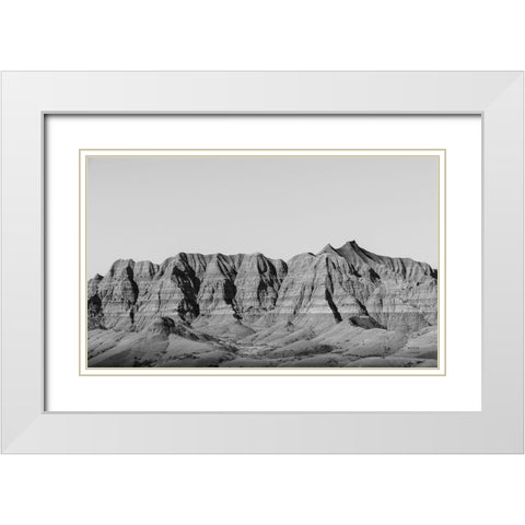 Badlands BW White Modern Wood Framed Art Print with Double Matting by Larson, Nathan