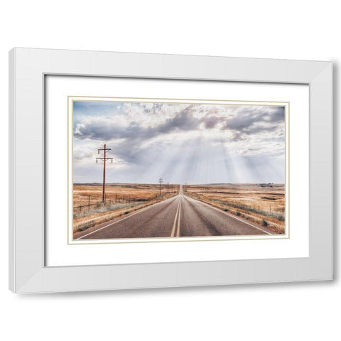 Montana Skies White Modern Wood Framed Art Print with Double Matting by Larson, Nathan
