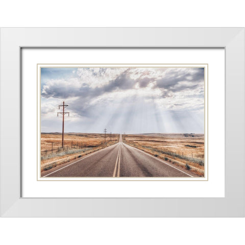 Montana Skies White Modern Wood Framed Art Print with Double Matting by Larson, Nathan