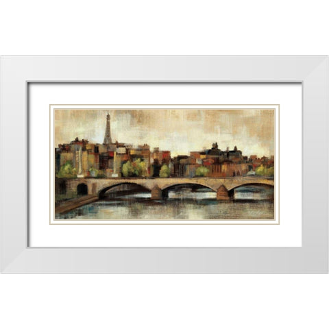 Paris Bridge I Spice White Modern Wood Framed Art Print with Double Matting by Vassileva, Silvia
