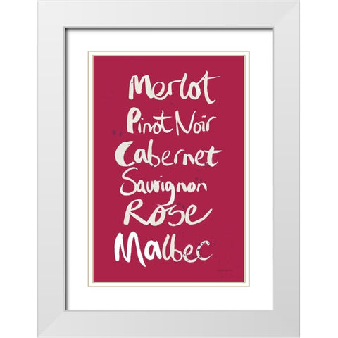 Pop the Cork Wine Words I White Modern Wood Framed Art Print with Double Matting by Charro, Mercedes Lopez