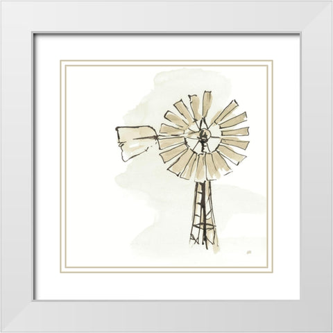 Windmill I Neutral White Modern Wood Framed Art Print with Double Matting by Paschke, Chris