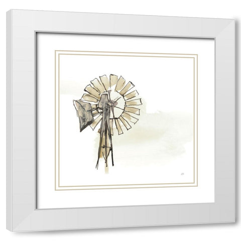 Windmill II Neutral White Modern Wood Framed Art Print with Double Matting by Paschke, Chris
