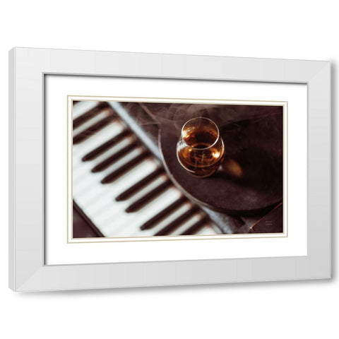 Night Vibes Lounge White Modern Wood Framed Art Print with Double Matting by Larson, Nathan