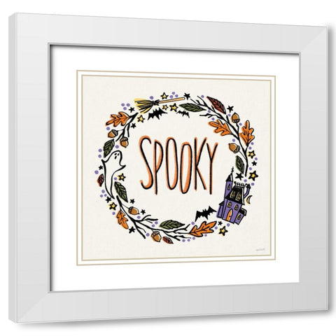 Halloween Wreath I White Modern Wood Framed Art Print with Double Matting by Tavoletti, Anne