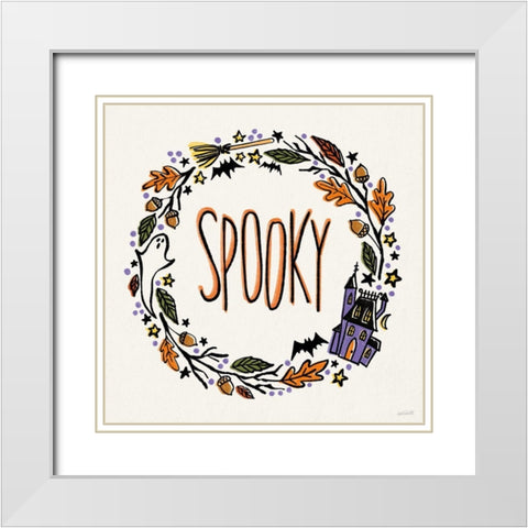 Halloween Wreath I White Modern Wood Framed Art Print with Double Matting by Tavoletti, Anne