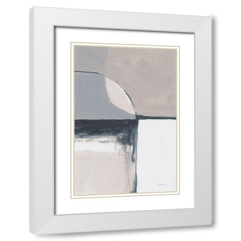 Overlay I Blue White Modern Wood Framed Art Print with Double Matting by Nai, Danhui