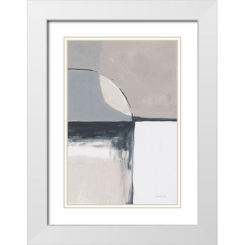 Overlay I Blue White Modern Wood Framed Art Print with Double Matting by Nai, Danhui