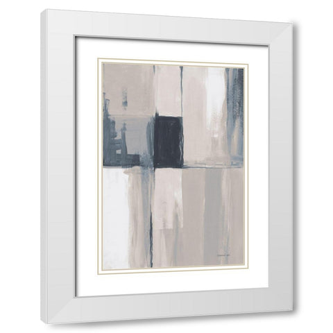 Overlay II Blue White Modern Wood Framed Art Print with Double Matting by Nai, Danhui