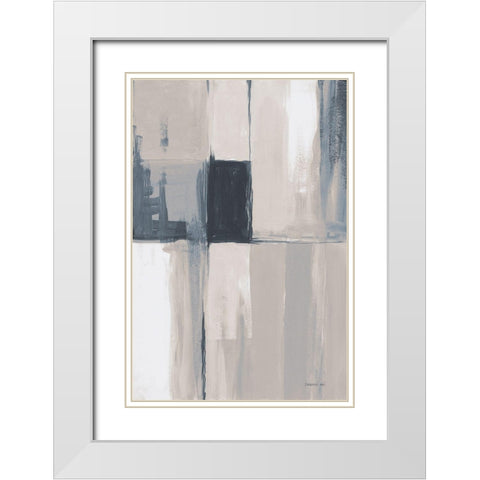 Overlay II Blue White Modern Wood Framed Art Print with Double Matting by Nai, Danhui