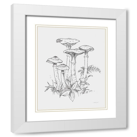 Natures Sketchbook I Bold Light Gray White Modern Wood Framed Art Print with Double Matting by Nai, Danhui