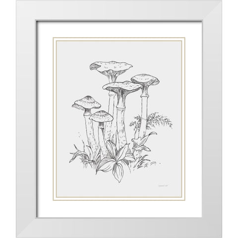 Natures Sketchbook I Bold Light Gray White Modern Wood Framed Art Print with Double Matting by Nai, Danhui
