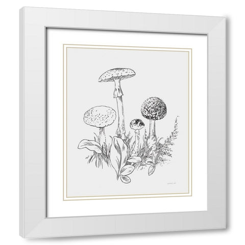 Natures Sketchbook II Bold Light Gray White Modern Wood Framed Art Print with Double Matting by Nai, Danhui
