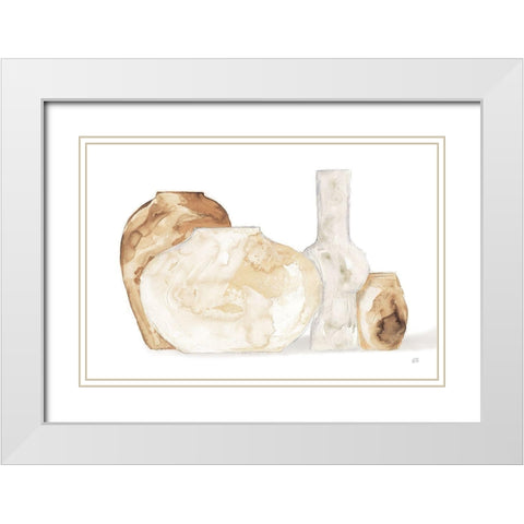 Neutral Vases I Shadow White Modern Wood Framed Art Print with Double Matting by Paschke, Chris