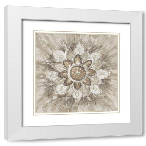 Spice Mandala Neutral White Modern Wood Framed Art Print with Double Matting by Nai, Danhui