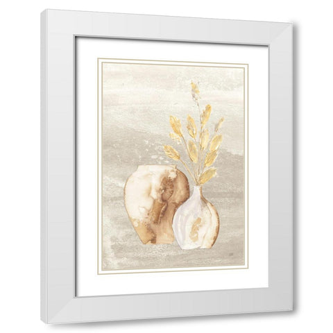 Neutral Vase Bunny Tail White Modern Wood Framed Art Print with Double Matting by Paschke, Chris