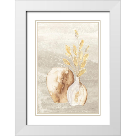 Neutral Vase Bunny Tail White Modern Wood Framed Art Print with Double Matting by Paschke, Chris