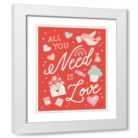 Lovebirds II White Modern Wood Framed Art Print with Double Matting by Marshall, Laura