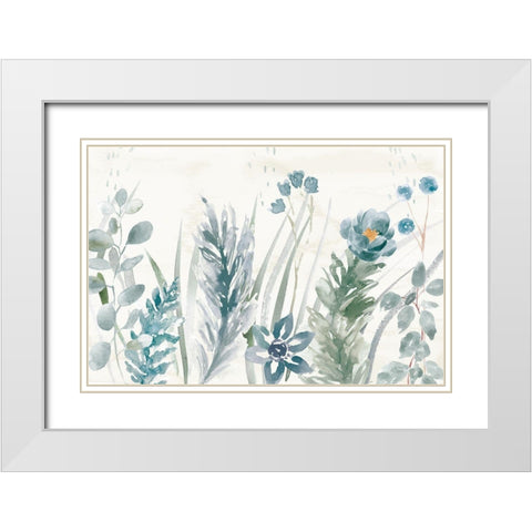 Boho Garden I No Butterflies Blue White Modern Wood Framed Art Print with Double Matting by June, Dina